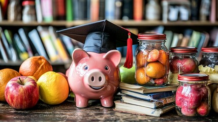 Obraz premium Student financial planning, healthy eating, and education