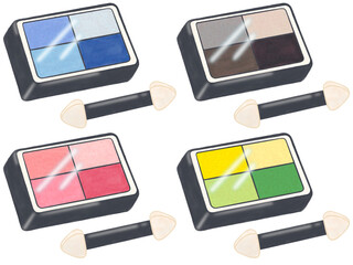make up set many colors of eyeshadow palette no background png