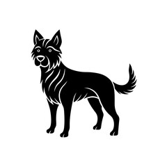 black and white dog line art  .svg