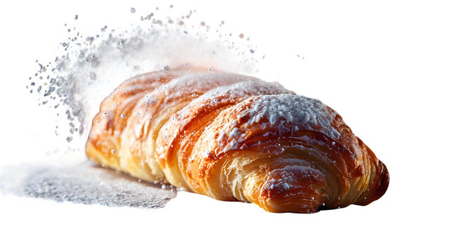 Puerto Rican mallorca sweet roll dusted with powdered sugar, floating PNG