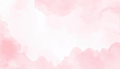 A soft pink watercolor background features fluffy white clouds gently blending into the hues, creating a serene and dreamy atmosphere.