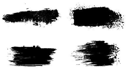 Collection of four grunge paint brush. 