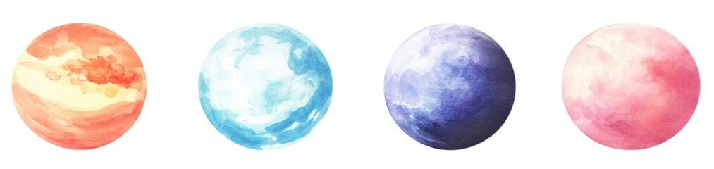 Naklejka premium Watercolor Planets