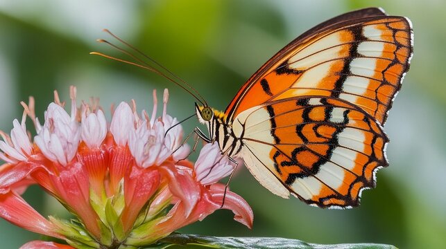 Butterfly on flower soft focus nature photography image