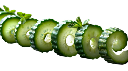 Snake gourd curved into looped spiral with segments cut, artistic food layout