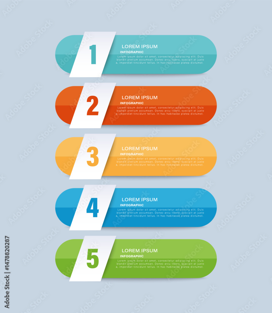 Poster six steps or processes vertical infographic template with space for data. infographic template with 