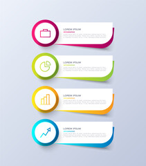 Vertical 3D infographic template for business presentations, reports or instructions. Four steps to success infographic with icons