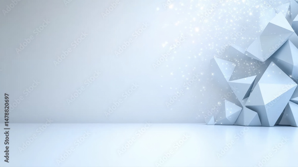 Aufkleber abstract white geometric crystal background with sparkles and empty space background geometric white