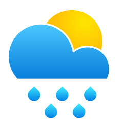 cloud rain with sun icon vector symbol of weather illustration