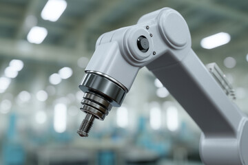 Robotic arm executing precise tasks within a factory environment, embodying the essence of automation and the advancements of industry 4.0