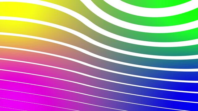 Animation of a line pattern with a curve, on a blue background with a yellow, green, pink and blue gradien