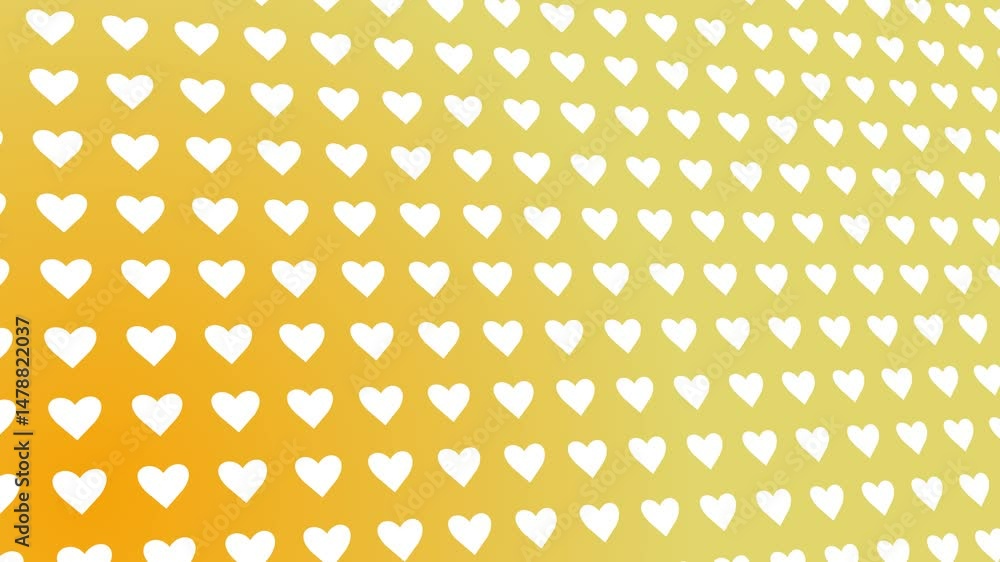 Poster animation of a pattern of hearts on a orange gradient background