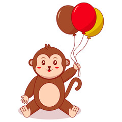 Cute Baby Monkey Mascot Character. Vector Illustration in Cartoon Concept.