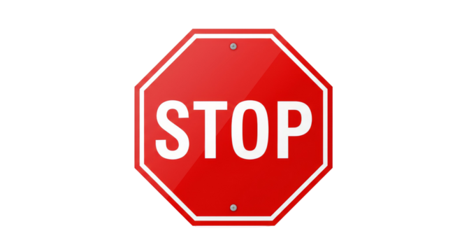 Bold red halt sign demands attention