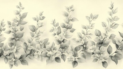 Elegant Monochrome Floral Border Design for Print