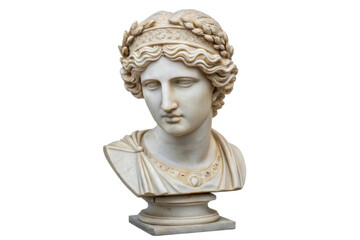 PNG Classical marble bust of greek goddess with laurel wreath