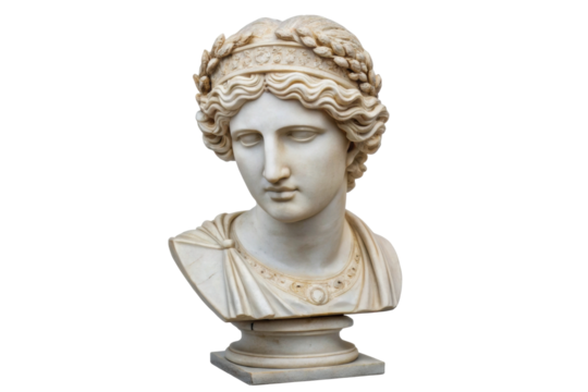 PNG Classical marble bust of greek goddess with laurel wreath