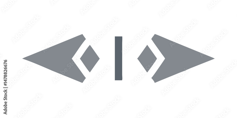 Poster angular mirrored arrows with central vertical bar