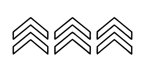 Three stacked chevrons military rank badge outline