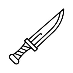Black combat knife icon in outline silhouette style