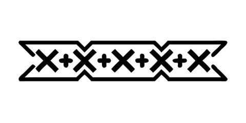 X and plus symbol ribbon badge in military style