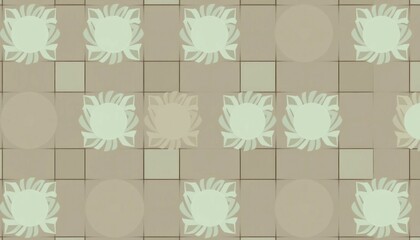 Vintage Floral Tile Arrangement with Geometric Shapes in Soft Tones for Creative Projects