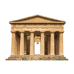 Obraz premium ancient temple showcases stunning classical architecture with tall columns and intricate details, reflecting grandeur of historical civilizations. Its weathered stone adds sense of timelessness