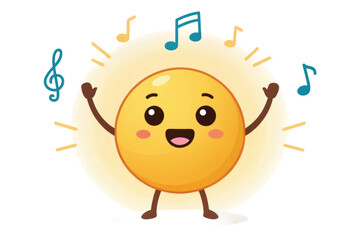 Obraz premium PNG Cheerful singing egg cartoon character with musical notes