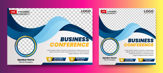Marketing Strategies live webinar banner invitation and social media post template. Business webinar invitation design.