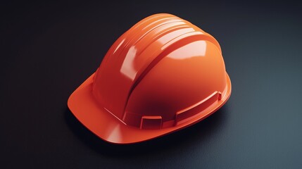 Bright orange construction helmet placed on a dark surface shows safety equipment used in various building projects