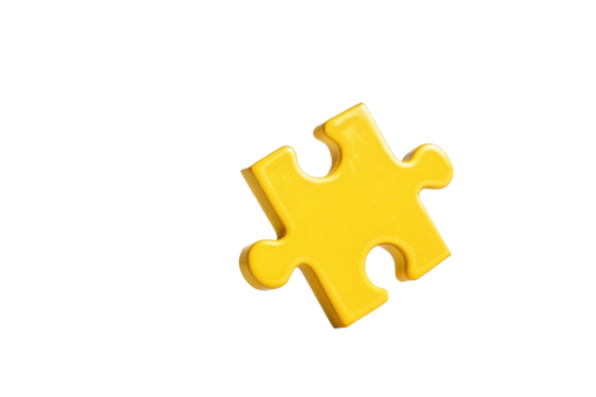 PNG Single yellow puzzle piece on black background