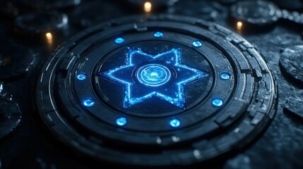 Futuristic SciFi Blue Star Technology Panel Design