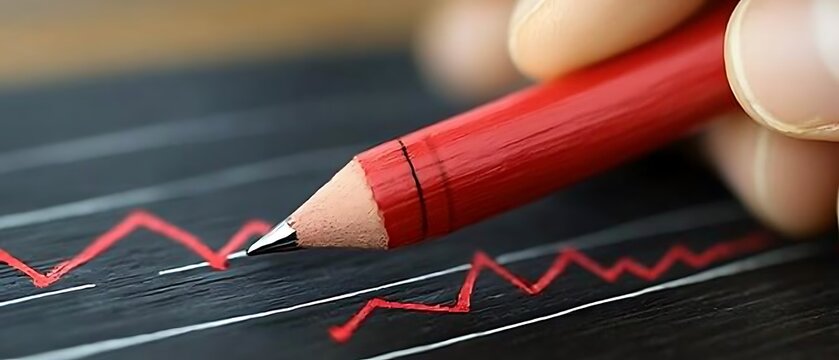 Hand drawing a downward trend graph