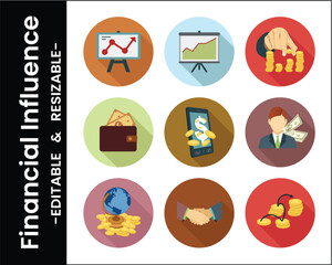 Financial Strategy And Investment Icons In A Flat Design Style For Microstock Platforms