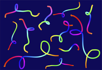 Vibrant and smooth neon light trail in a spiral shape against a dark black background. The glowing line transitions through a spectrum of colors.