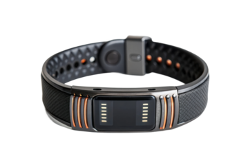 PNG Black and orange fitness tracker with led display and heart rate monitor