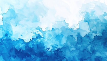 Fototapeta premium A serene blue watercolor background featuring soft, flowing gradients of azure and cerulean, evoking a tranquil and artistic atmosphere.