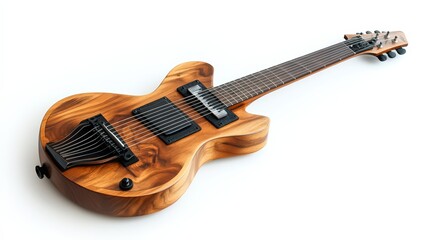 Obraz premium Premium exotic wooden electric guitar with extended range and eight strings