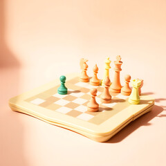 Strategic Chess Game on Pastel Background