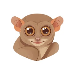 Fototapeta premium Adorable Tarsier Monkey Head with Big Eyes on White Background