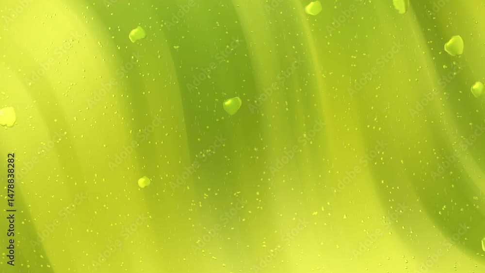 Poster abstract green wavy background with tiny particles flowing upwards bright bottom up yellow green gra