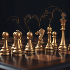 Golden Chess Pieces