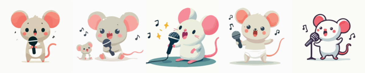 vector of a cute baby mouse checking its voice