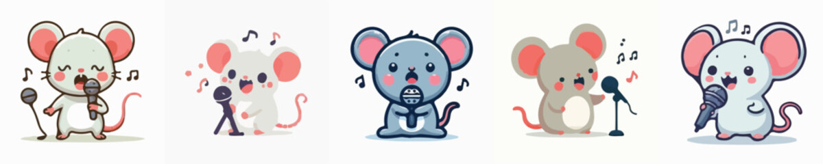 vector of a cute baby mouse checking its voice © Khusnul