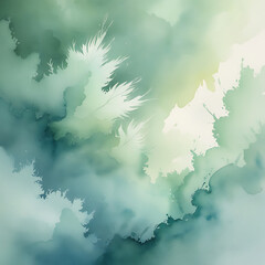 Dreamy Green Watercolor Abstract