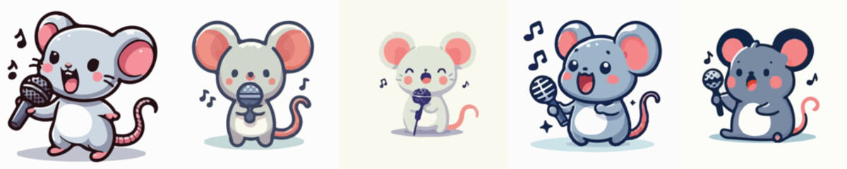vector of a cute baby mouse checking its voice