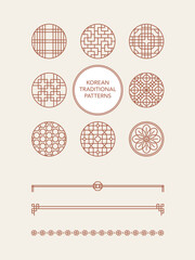 한국 전통 패턴 세트 일러스트 - Korean traditional pattern Set illustration 1
