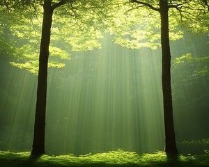 Sunlight streams through forest canopy (2)