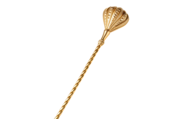 PNG Elegant gold metal stick with intricate spiral design and fluted end