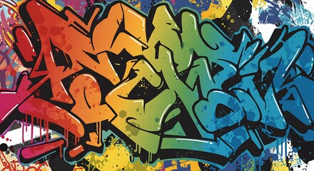 Vibrant Rainbow Graffiti Art: A Digital Painting of Bold Street Style